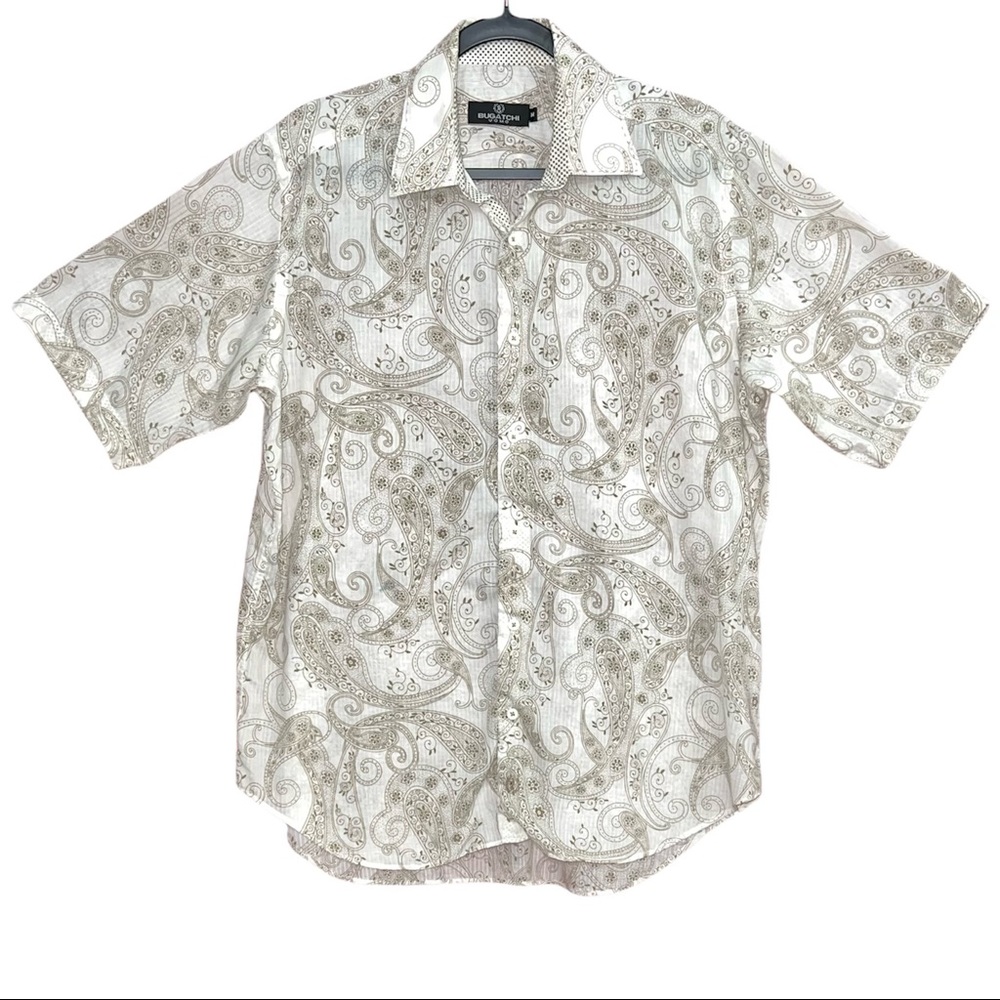 Bugatchi Men’s Paisley Short Sleeve Button Up Shirt Size‎ Medium